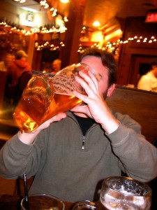 John drinking from the boot at the Essen House in Madison, WI. 