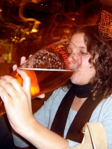 Me drinking from the boot at the Essen House in Madison, WI. 
